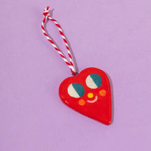 Load image into Gallery viewer, Cute Red Heart - Handmade Hanging Ceramics Ornaments