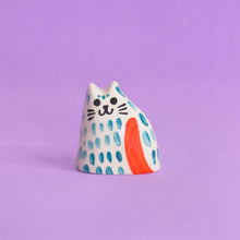 Load image into Gallery viewer, Tealy, the Tiny Cat - Handmade Ceramic Piece