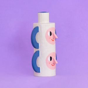 Bottle with Blue Handles / Ceramic Vase