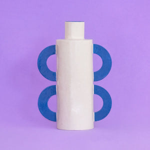 Bottle with Blue Handles / Ceramic Vase