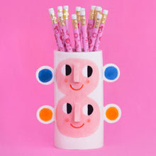 Load image into Gallery viewer, Double Face with Orange & Blue Ears / Ceramic Vase