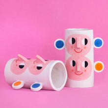 Load image into Gallery viewer, Double Face with Orange & Blue Ears / Ceramic Vase
