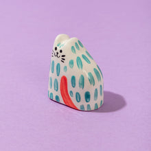 Load image into Gallery viewer, Tealy, the Tiny Cat - Handmade Ceramic Piece
