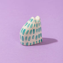 Load image into Gallery viewer, Tealy, the Tiny Cat - Handmade Ceramic Piece
