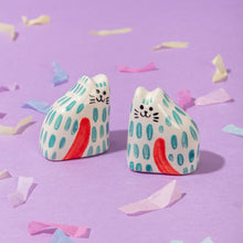 Load image into Gallery viewer, Tealy, the Tiny Cat - Handmade Ceramic Piece
