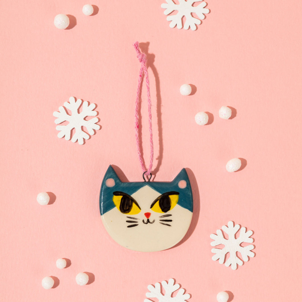Blue Cat - Handmade Ceramic Christmas Decorations