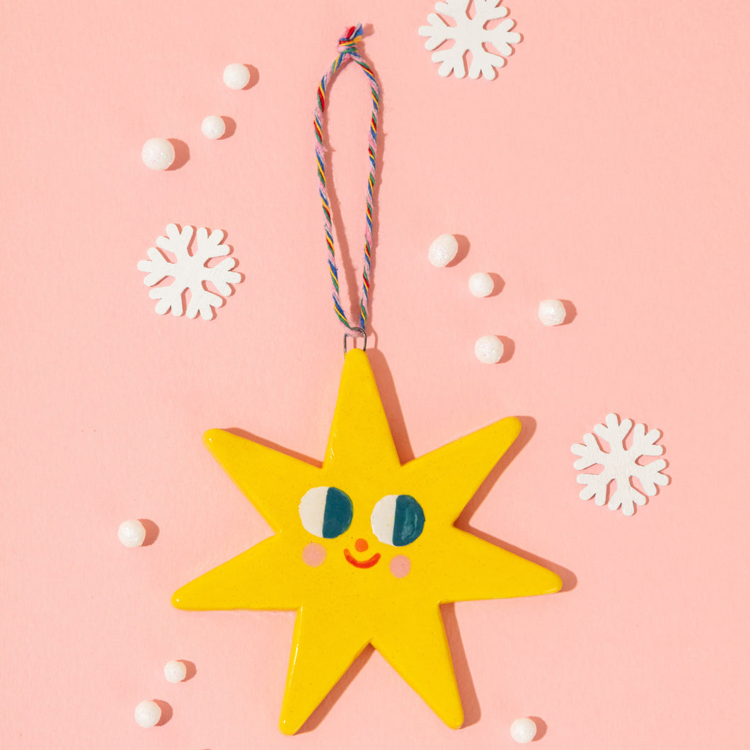 Big Shiny Star - Handmade Hanging Ceramics Ornaments