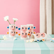 Load image into Gallery viewer, Double Face with Orange &amp; Blue Ears / Ceramic Vase
