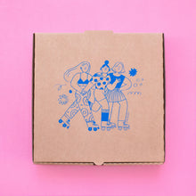 Load image into Gallery viewer, Roller Skater Girls Handprinted T-shirt // White &amp; Blue
