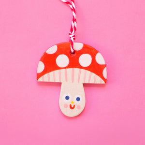 Red Mushrooms / Hanging Ceramics Ornaments