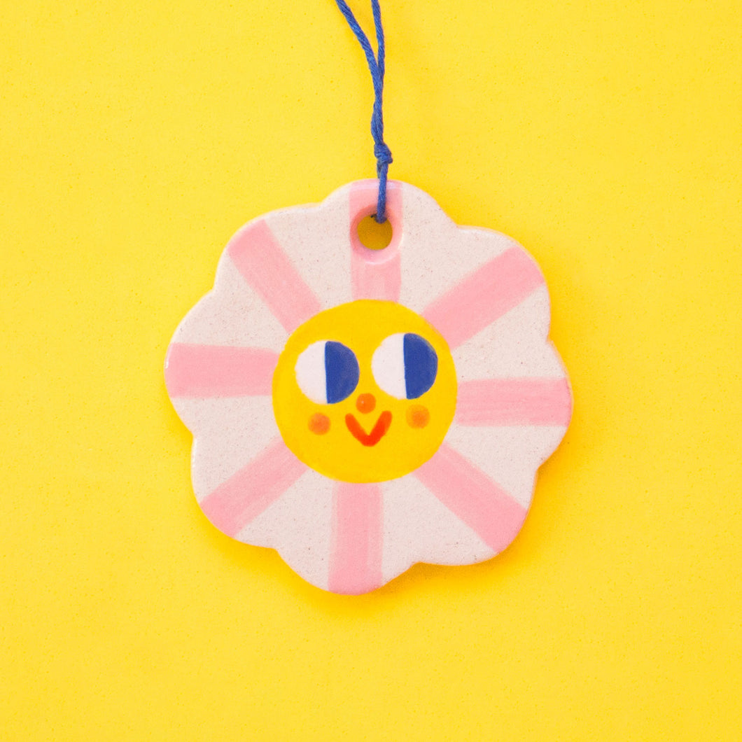 Pink Flowers Ornaments /  Hanging Ceramics Ornaments