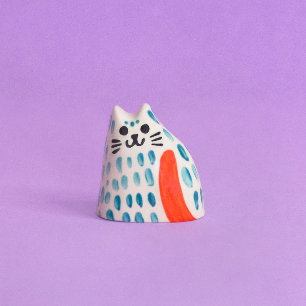 Tealy Baby Cat /  Tiny Ceramic Sculptures