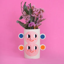 Load image into Gallery viewer, Double Face with Orange &amp; Blue Ears / Ceramic Vase
