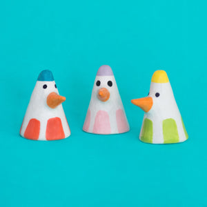 Coneheads / Birds /  Tiny Ceramic Sculptures