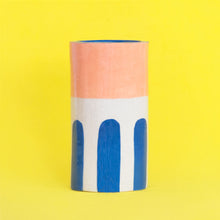 Load image into Gallery viewer, Girl with Deep Blue Stripes / Ceramic Vase
