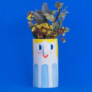 Girl with Baby Blue Stripes / Ceramic Vase