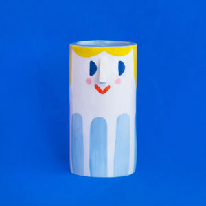 Girl with Baby Blue Stripes / Ceramic Vase