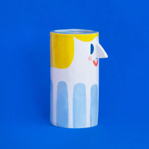 Girl with Baby Blue Stripes / Ceramic Vase