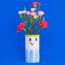 Load image into Gallery viewer, Girl with Baby Blue Stripes / Ceramic Vase
