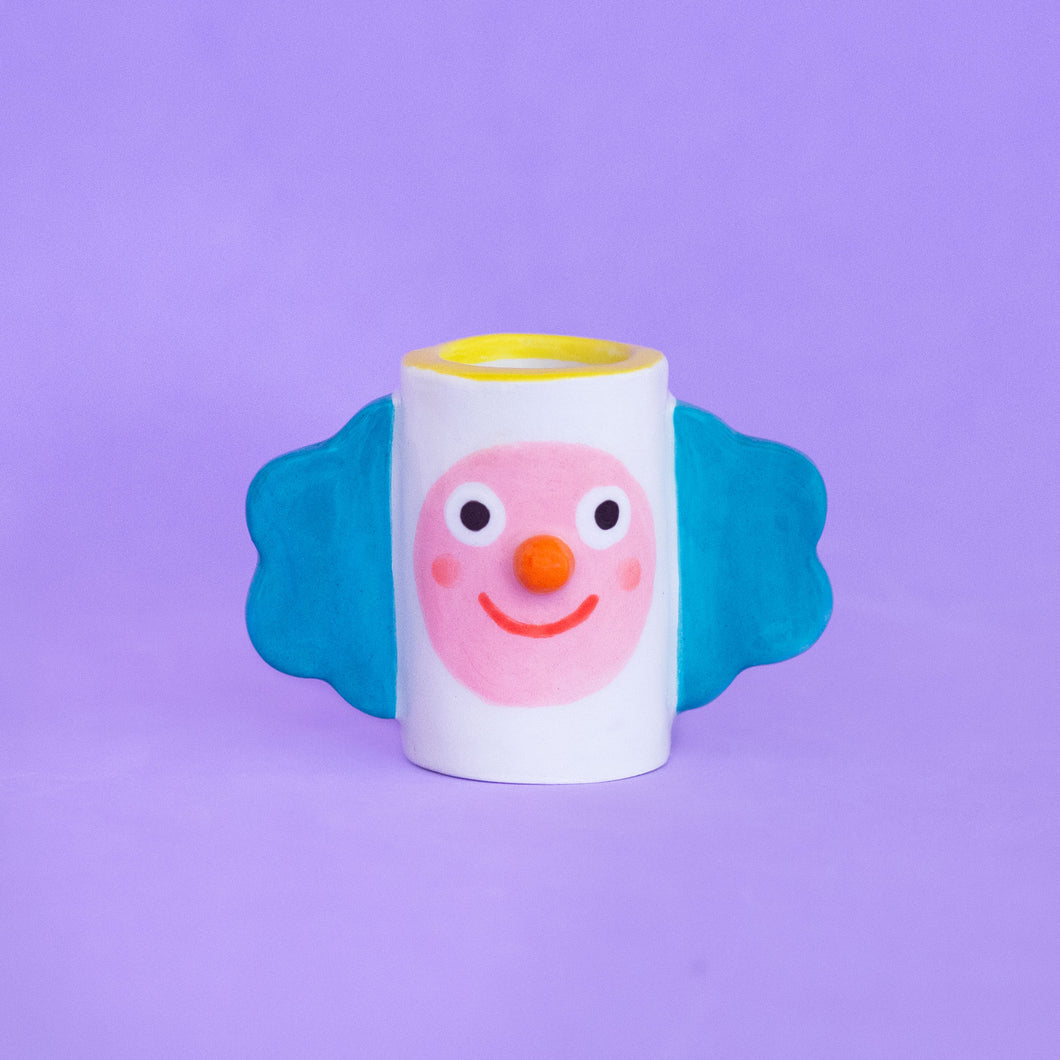Little Clown Teal / Ceramic Candle Holder