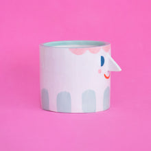 Load image into Gallery viewer, Mila / Friendly Faces with Mint Stripes/ Ceramic Pot
