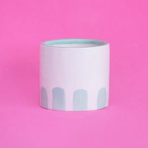 Mila / Friendly Faces with Mint Stripes/ Ceramic Pot