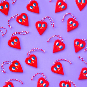 Cute Red Heart / Hanging Ceramics Ornaments