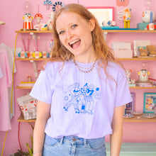 Load image into Gallery viewer, Roller Skater Girls Handprinted T-shirt // Purple
