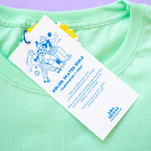 Load image into Gallery viewer, Roller Skater Girls Handprinted T-shirt // Mint Green
