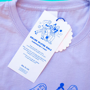 Roller Skater Girls Handprinted T-shirt // Purple