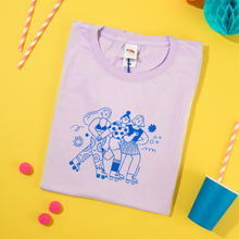 Load image into Gallery viewer, Roller Skater Girls Handprinted T-shirt // Purple
