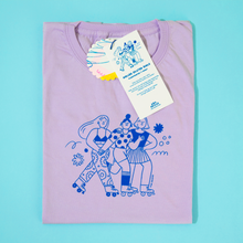 Load image into Gallery viewer, Roller Skater Girls Handprinted T-shirt // Purple
