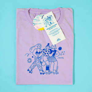 Roller Skater Girls Handprinted T-shirt // Purple