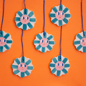 Blue Flowers / Hanging Ceramics Ornaments